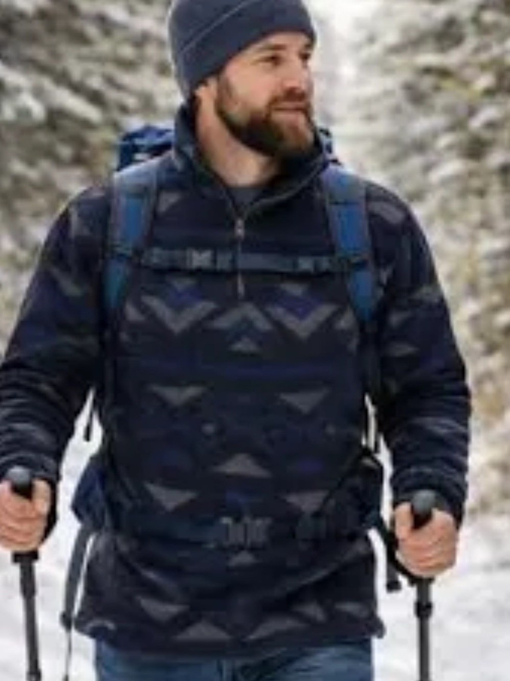 The North Face Men's Navy & Gray Patterned Zip-Up Sweater Fleece Pullover Sz XXL